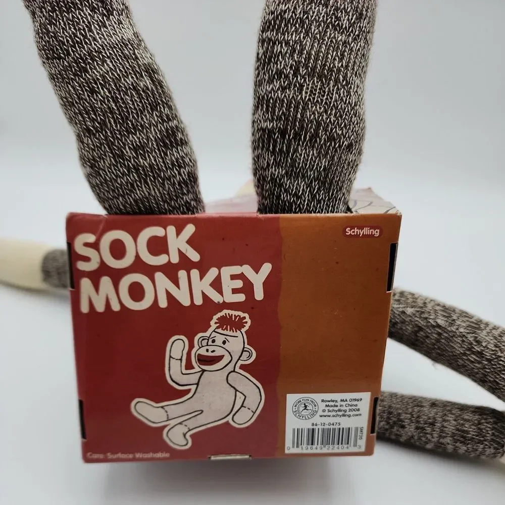 Schylling M Sock Monkey Classic Retro Toy Brown Big Lips 20
